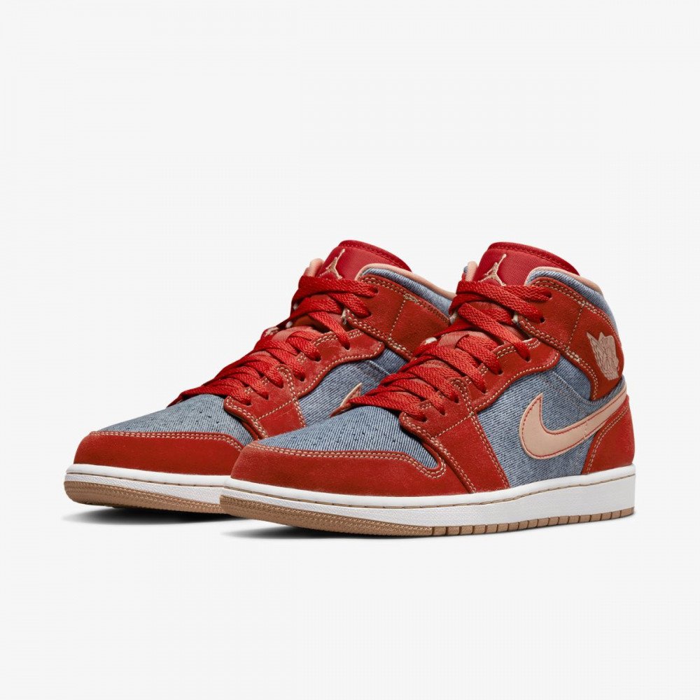 Кросівки Nike Air Jordan 1 Mid Denim Red 47, фото №3