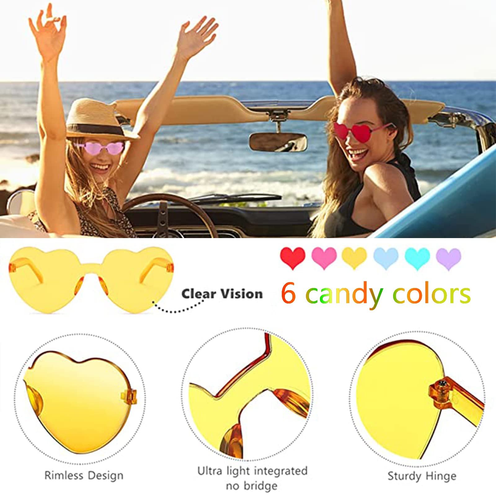 Сонцезахисні окуляри Dilightnews Серце 6 пар, Дитячі, для вечірок, карнавалу, дня народження, фотосесій, фото №4