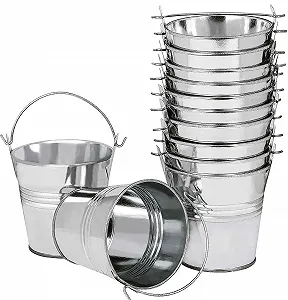 Мини-кашпо металлические LATERN Набор из 12 шт. 6 см подвесные съемная ручка Silver - Фото 1