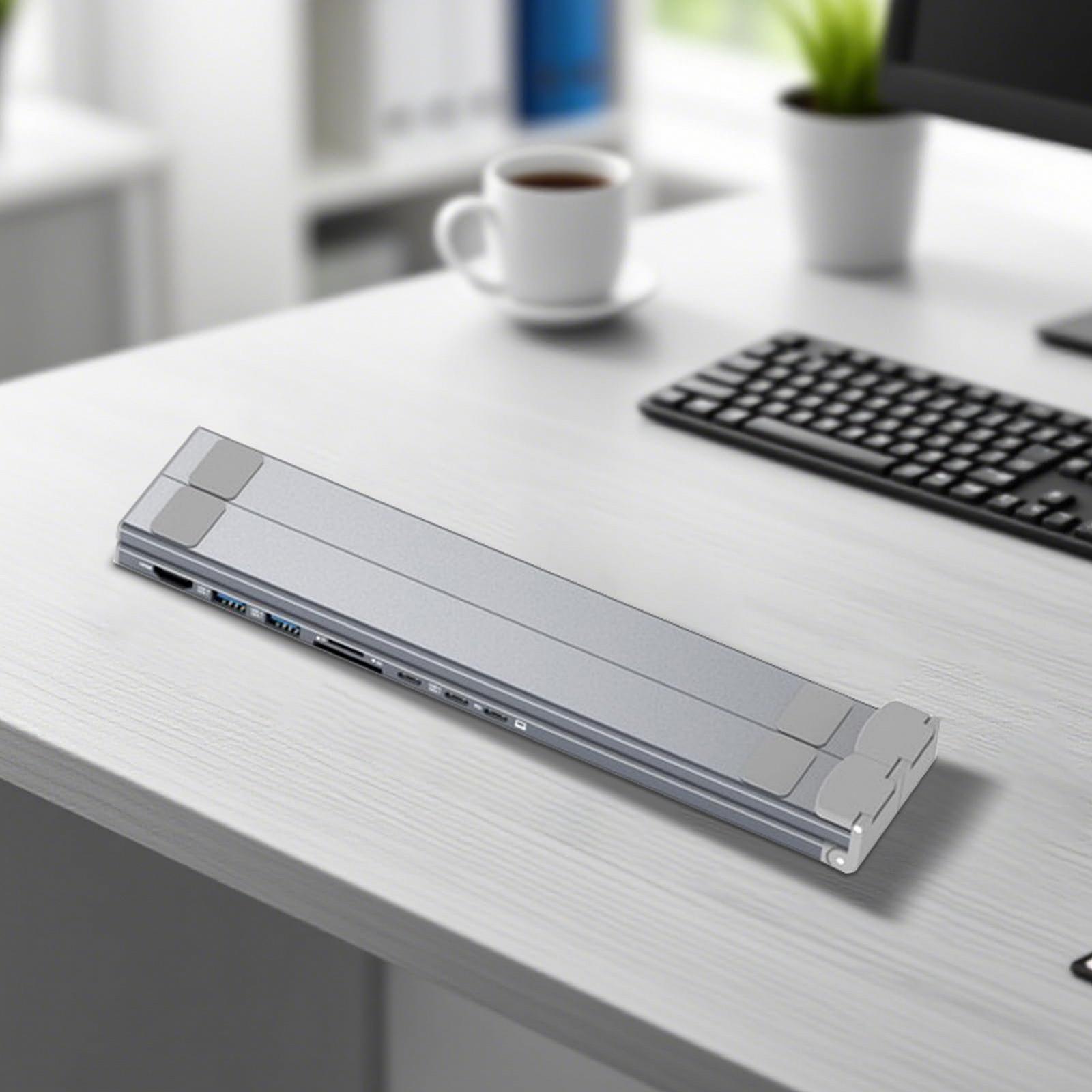 Подставка для ноутбука с USB-портами Регулируемая по высоте охлаждающая подставка для компьютера Эргономичный многопортовый адаптер с быстрой зарядкой для компьютера Ноутбук для дома Работа Учеба, фото №2