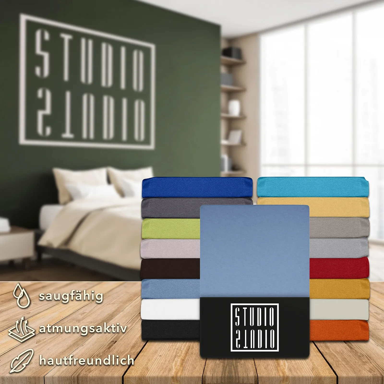 Простирадло на гумці STUDIO Бавовна 90 x 200 см - 100 x 200 см Середній Синій, фото №6 Простирадло на гумці STUDIO Бавовна 90 x 200 см - 100 x 200 см Середній Синій, фото №6