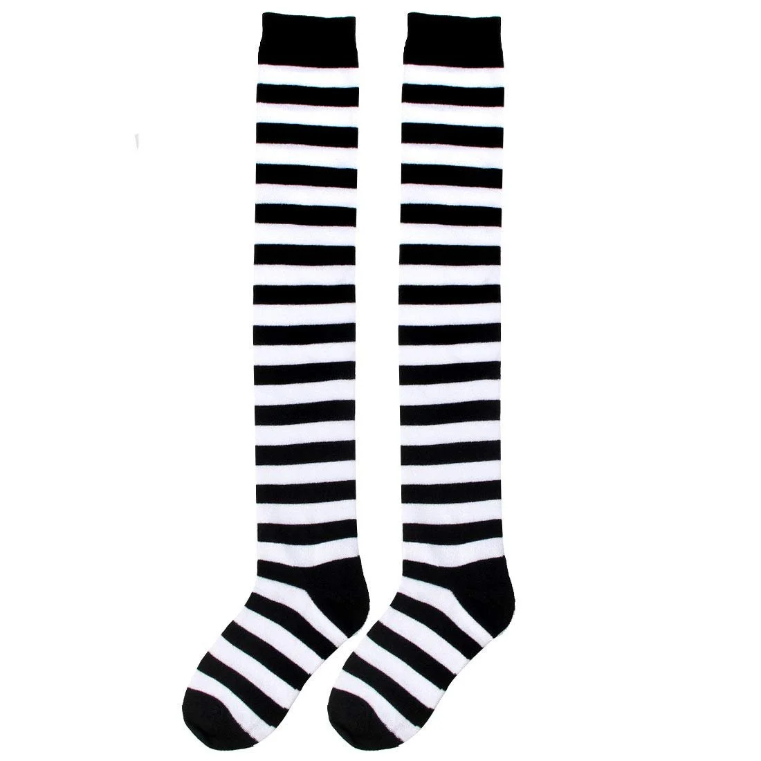 Гетры в полоску вязаные длинные носки выше колена чулки аксессуары для вечернего костюма 2 пары в наборе One Size Black/White, черный/белый, фото №4