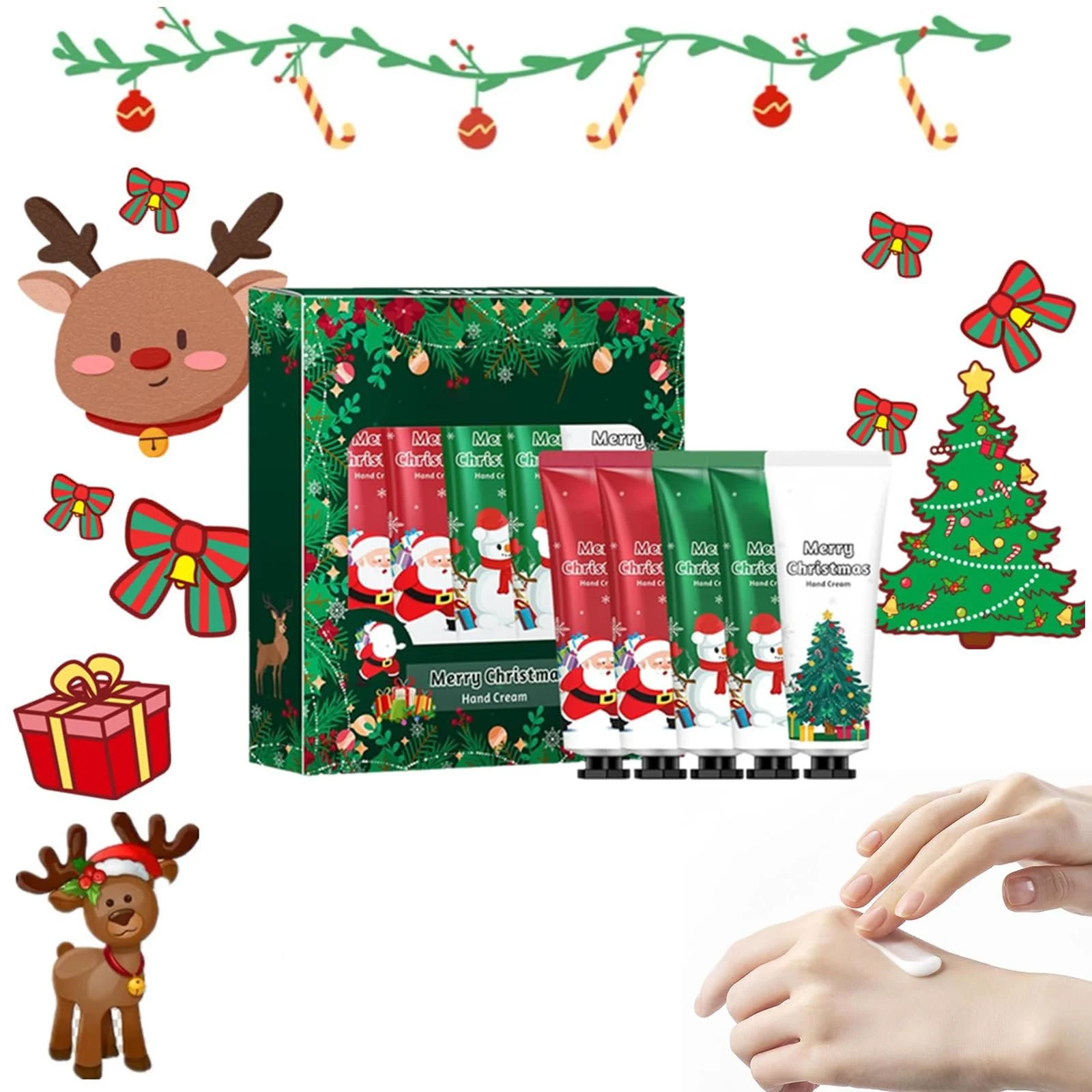 Крем для рук Набір Різдвяний Подарунковий Набір Кремів 5 штук, фото №1