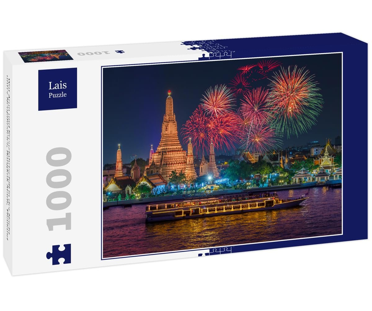 Пазл Lais Puzzle Ват Арун и круизный лайнер ночью во время празднования Нового года, Бангкок, Таиланд 1000 деталей, фото №1 Пазл Lais Puzzle Ват Арун и круизный лайнер ночью во время празднования Нового года, Бангкок, Таиланд 1000 деталей, фото №1