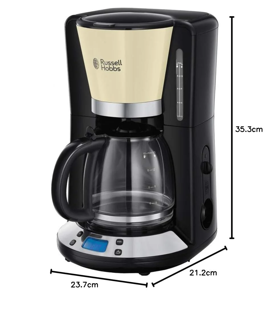 Кофеварка фильтровальная Russell Hobbs Colours+ Digital 1.25 л 1100 Вт Cream, фото №9