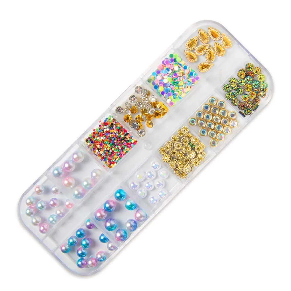 3шт Аксессуары для ногтей Металлические патчи Бусины Блестки Стразы 3D Украшения для ногтей Металлические заклепки для ногтей, фото №2