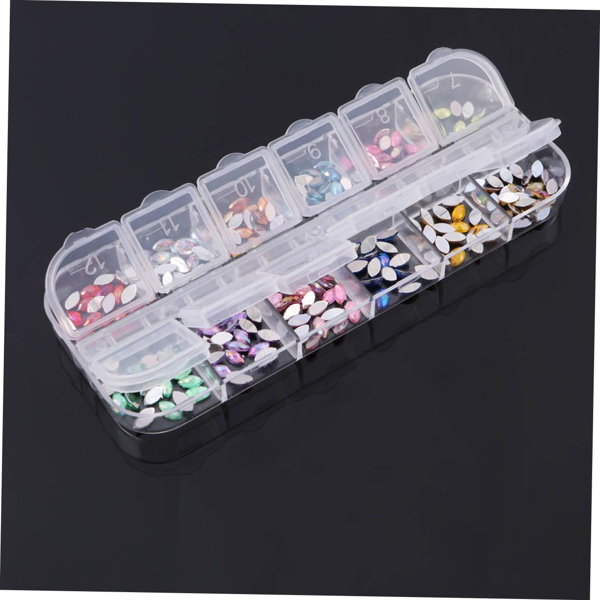 Кришталі для нігтів FOMIYES Листя, 12 кольорів, блискучі самоцвіти з плоскою задньою частиною, фото №6