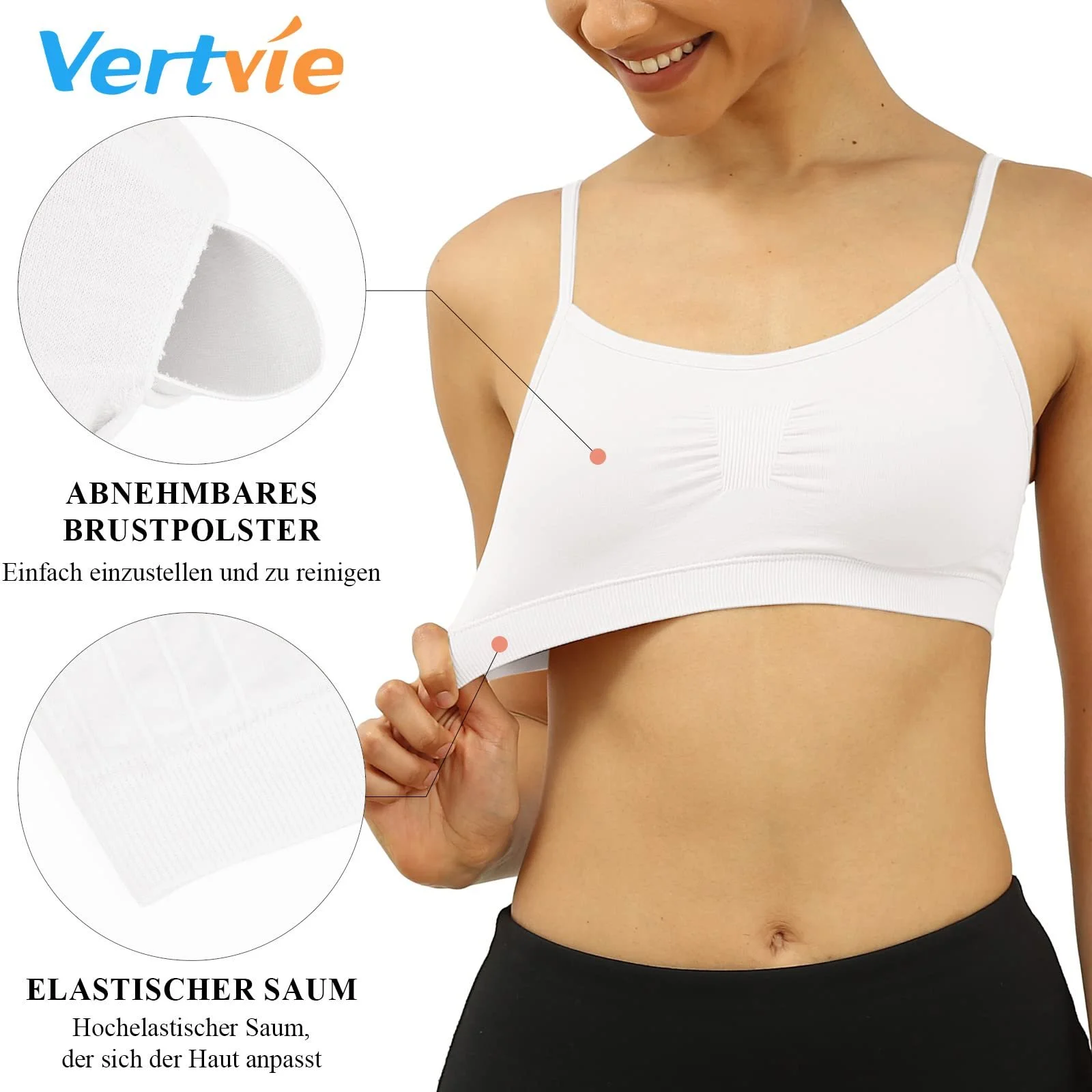Спортивний бюстгальтер Vertvie Women's Push-Up еластичний тонкий без кісточок, фото №3