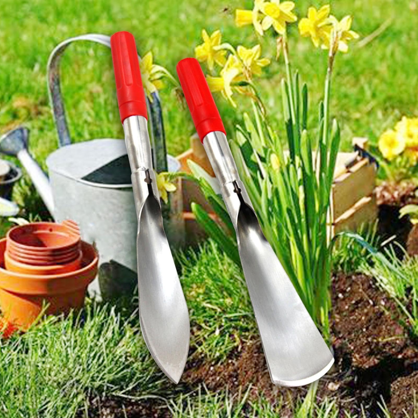 Лопата совковая ручной Rockible, садовый, с эргономичной ручкой, прочный, для посадки, копания, фото №3