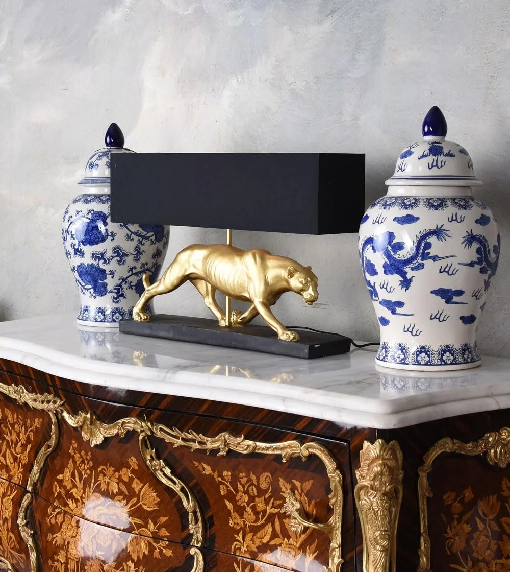 Настольная лампа PALAZZO INT Art DÉCO Villa Metropolis Леопард Золотой и Черный 40 x 60 x 14 см E27, фото №3