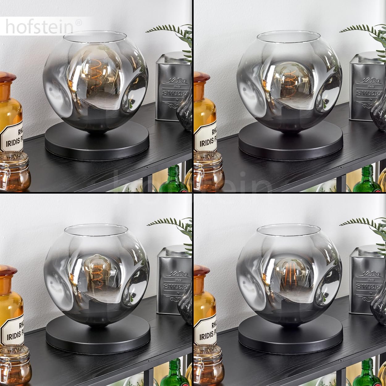 Настільна лампа Ripoll Метал/Скло 25 см E27 Чорний/Димчастий/Прозорий, фото №3