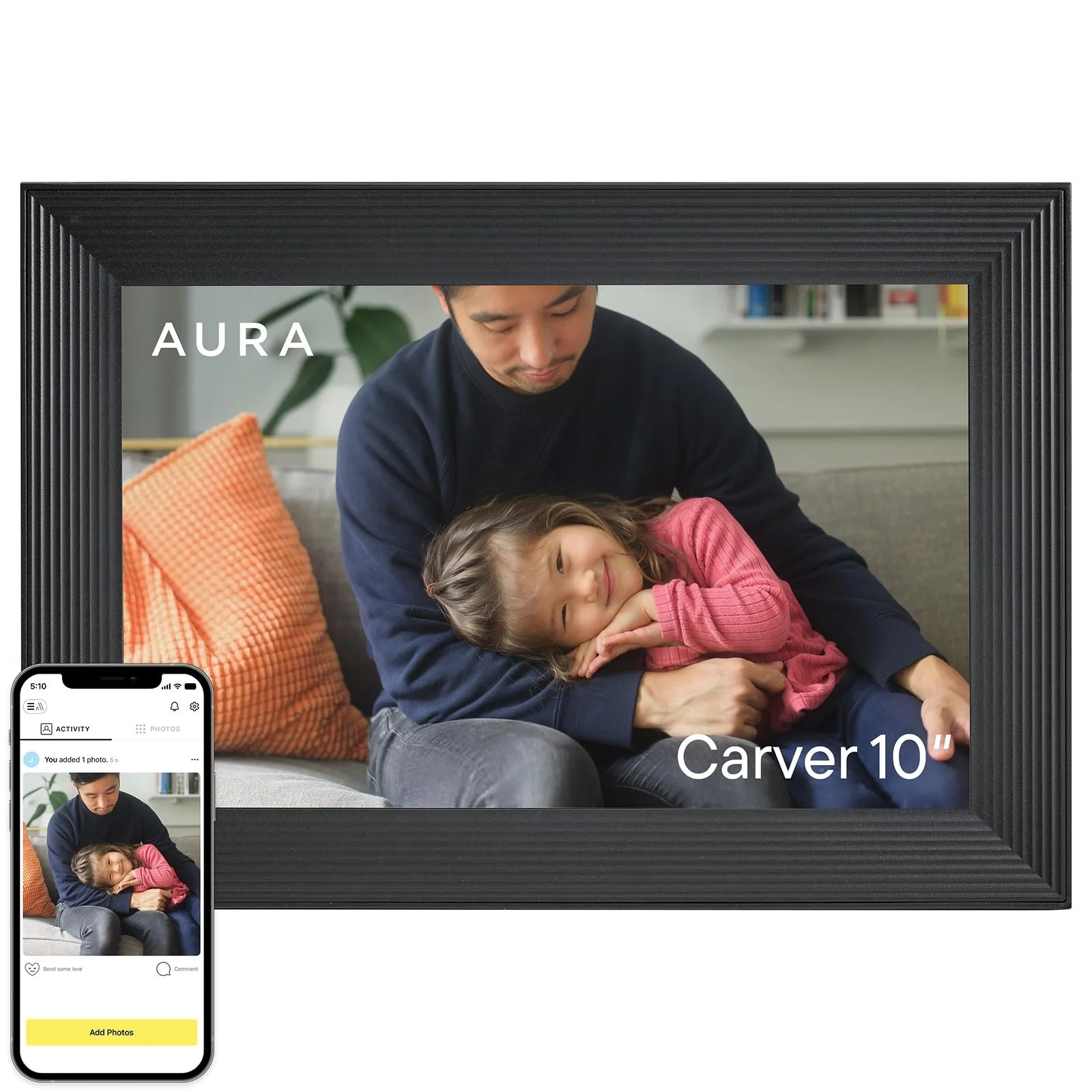 Цифровая фоторамка Aura Carver Smart 10.1 Inch HD WiFi Cloud Gravel, фото №1