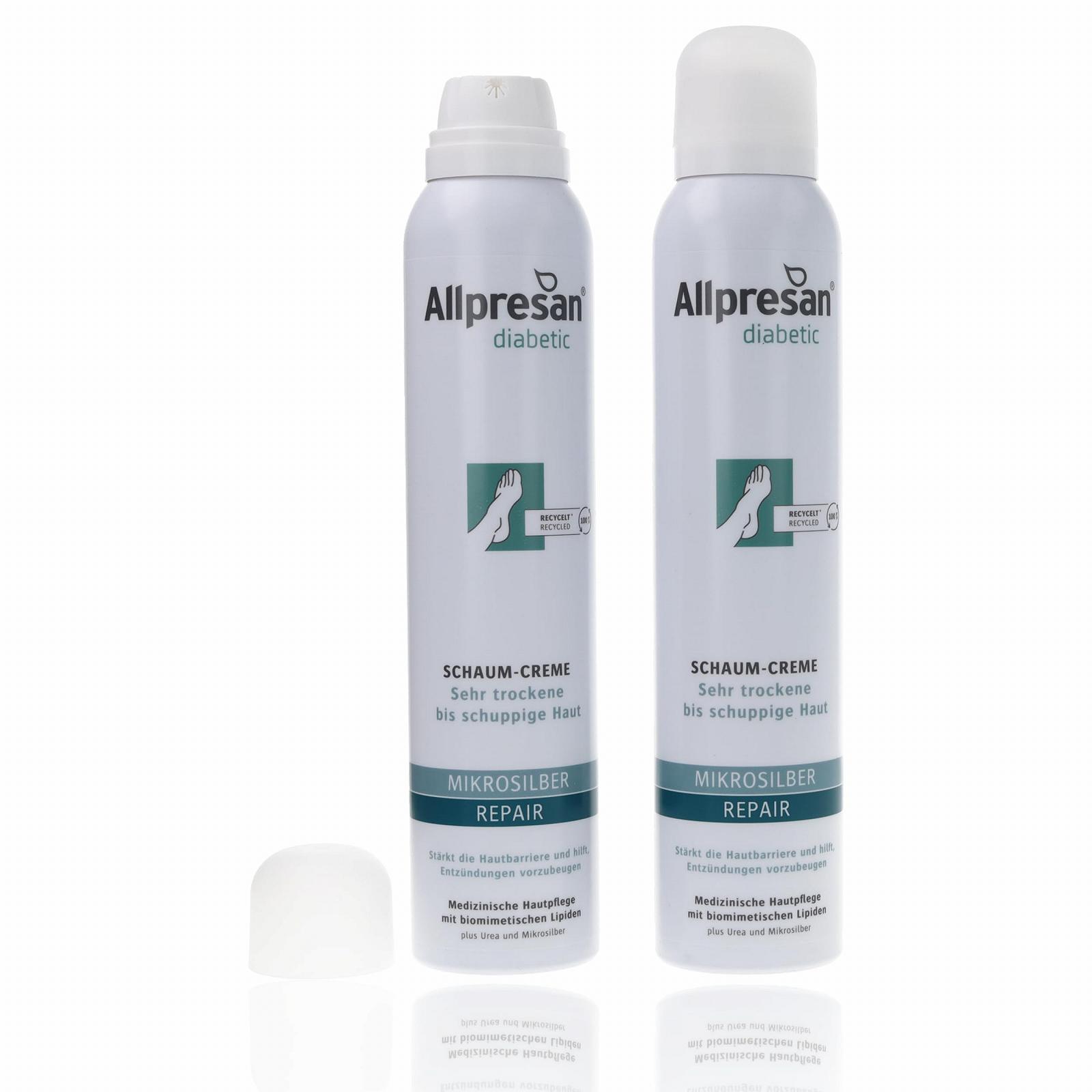 Крем-піна для ступень Allpresan Diabetic Micro Silver + Repair / Із сечовиною та мікросріблом / 400 мл / 2 шт, фото №3 Крем-піна для ступень Allpresan Diabetic Micro Silver + Repair / Із сечовиною та мікросріблом / 400 мл / 2 шт, фото №3