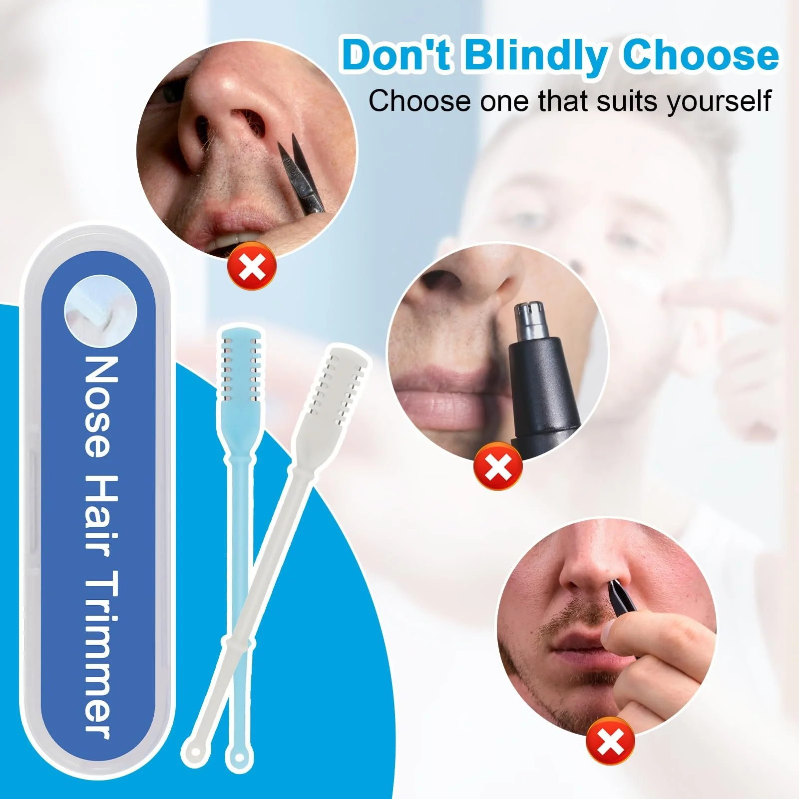 Набір Ножиць для волосся в носі Подвійний Портативний Ручний 360° Обертовий Чорний, фото №4