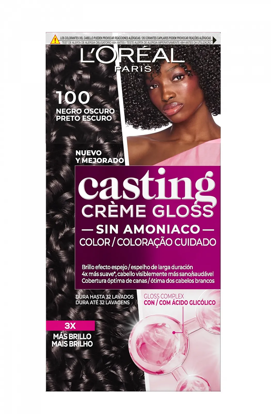 Фарба для волосся L'Oreal Casting Creme Gloss 100 Темно-чорний, фото №1 Фарба для волосся L'Oreal Casting Creme Gloss 100 Темно-чорний, фото №1