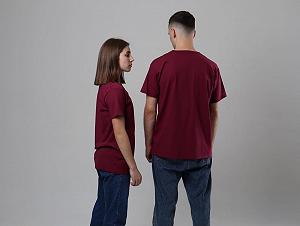 Бордовая хлопковая однотонная футболка унисекс synthetic.ua - Фото 1