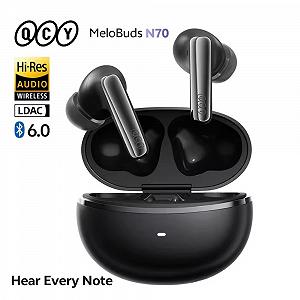 Навушники QCY MeloBuds N70 Hi-Res LDAC PureSilenz ANC MEMS BT6.0 Black - Фото 1