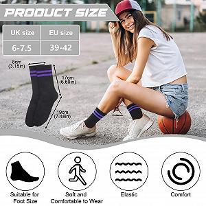 Женские теннисные носки 6 пар Черный Полосатый 39-42 synthetic.ua - Фото 1