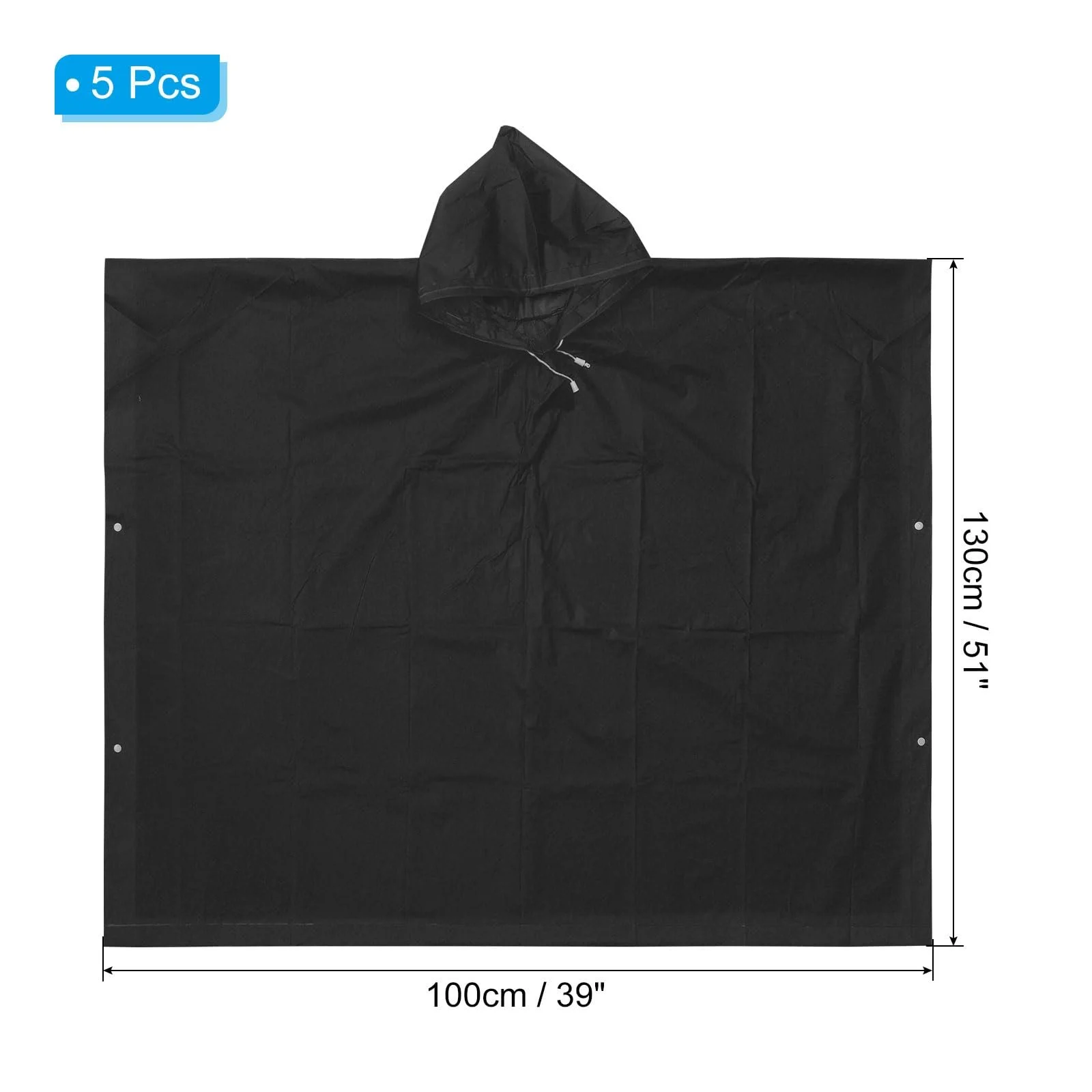 Пончо Patikil дощове для дорослих 5 шт. EVA Чорний, фото №2