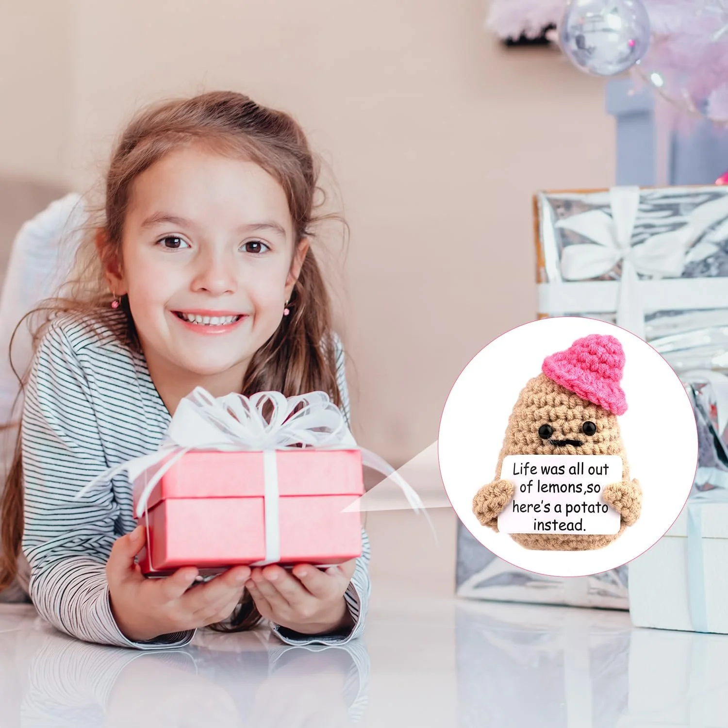 XIHIRCD Positive Potato Mini Забавная вязаная картошка 8.3 см с позитивными карточками, фото №7 XIHIRCD Positive Potato Mini Забавная вязаная картошка 8.3 см с позитивными карточками, фото №7