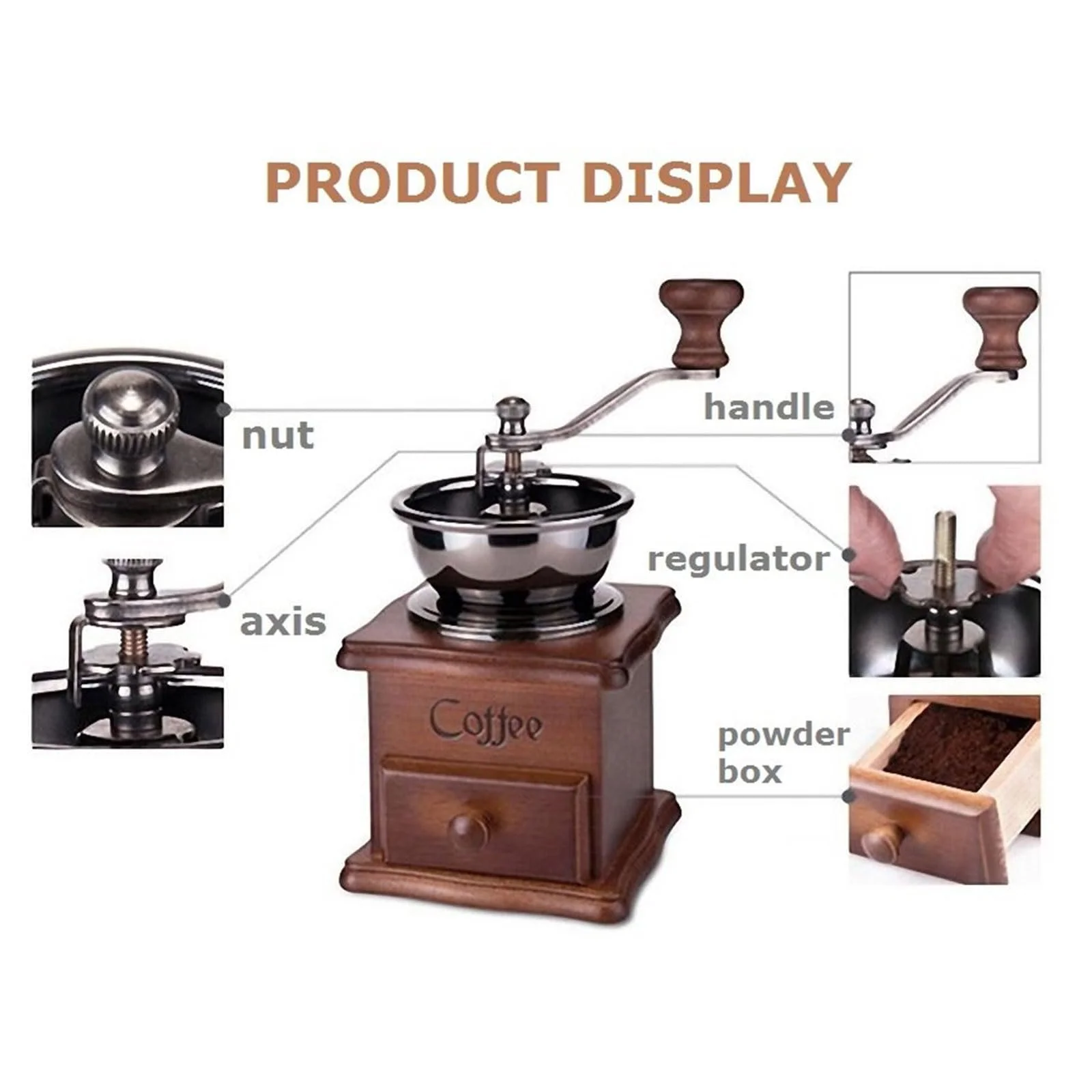 Ручная кофемолка PURPLELILY Ретро с керамическими жерновами для эспрессо, фото №3