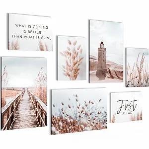 Настінна картина Novart Pictures Light Tower Boho Sea 7 шт. Бежева - Фото 1