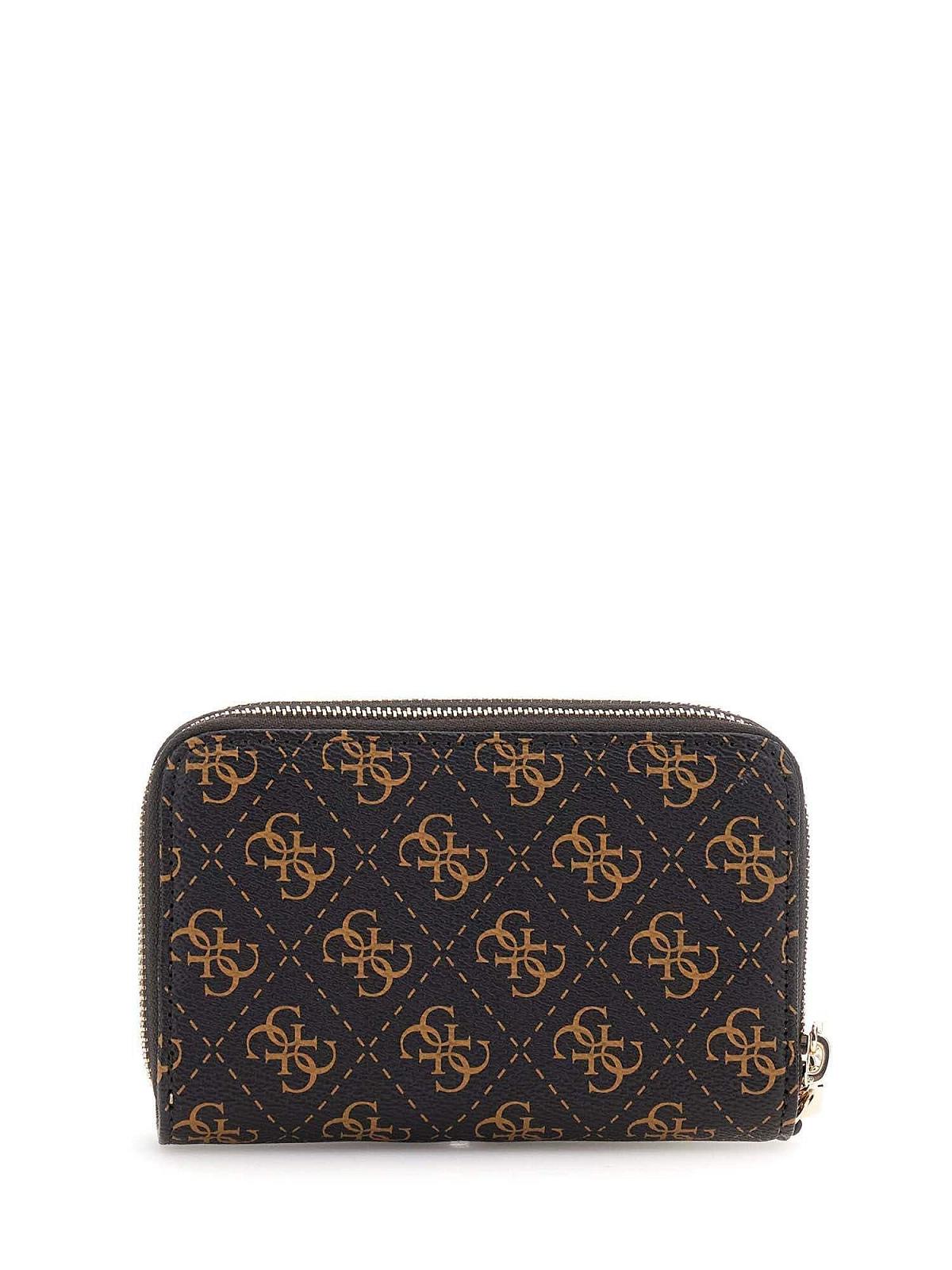 Гаманець GUESS Laurel SLG Medium Double Zip M Brown Logo, Коричневий логотип, фото №2