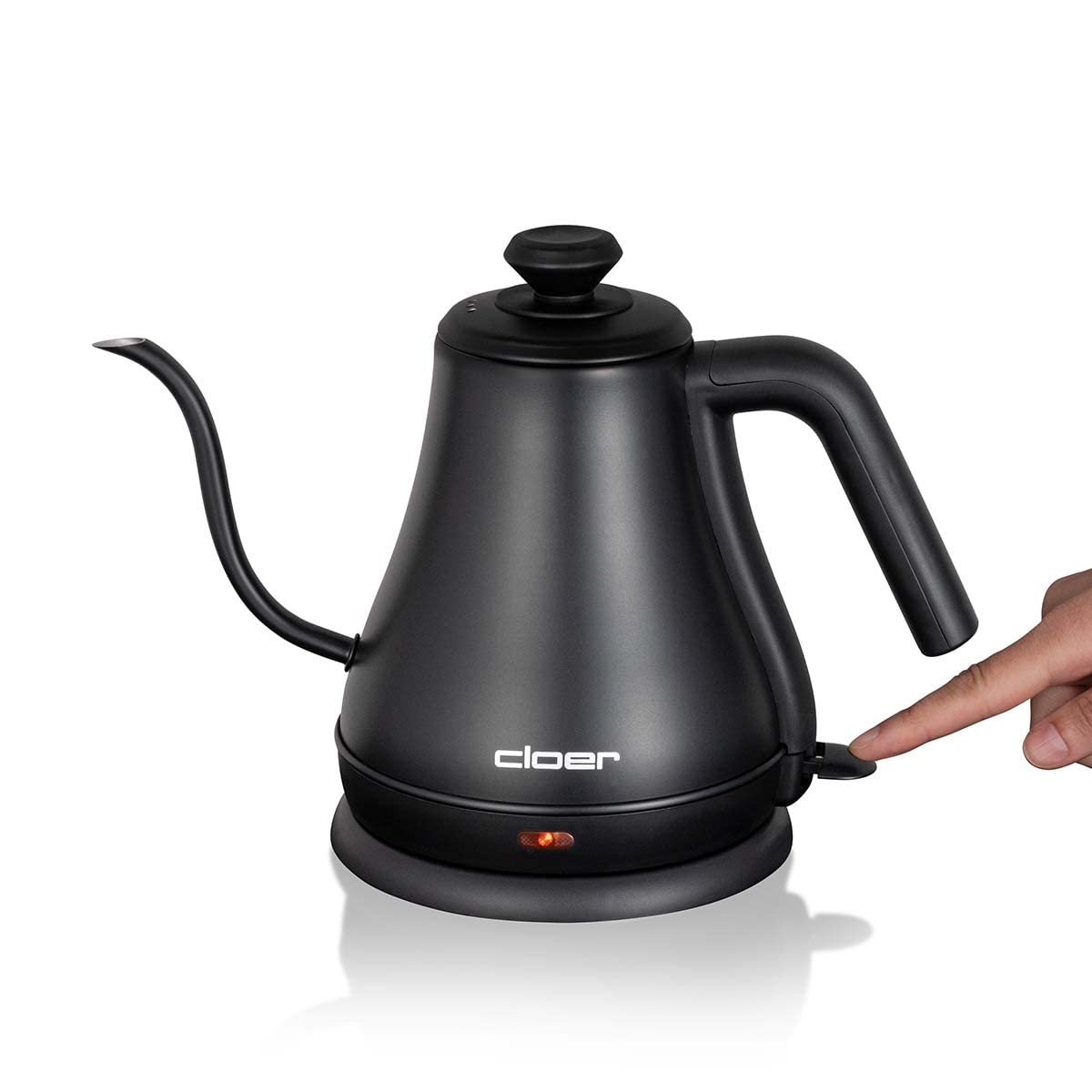 Электрочайник Cloer 4960 Curved Spout съемная крышка 1000 Вт 0.8 литров нержавеющая сталь черный, фото №4