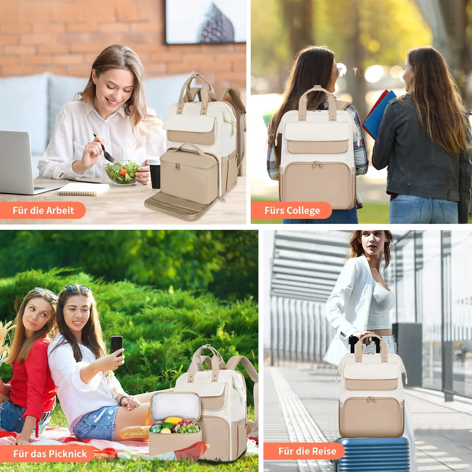 Рюкзак для ноутбука BERTASCHE Lunch 15.6" з термосумкою Хакі-бежевий, фото №7 Рюкзак для ноутбука BERTASCHE Lunch 15.6" з термосумкою Хакі-бежевий, фото №7