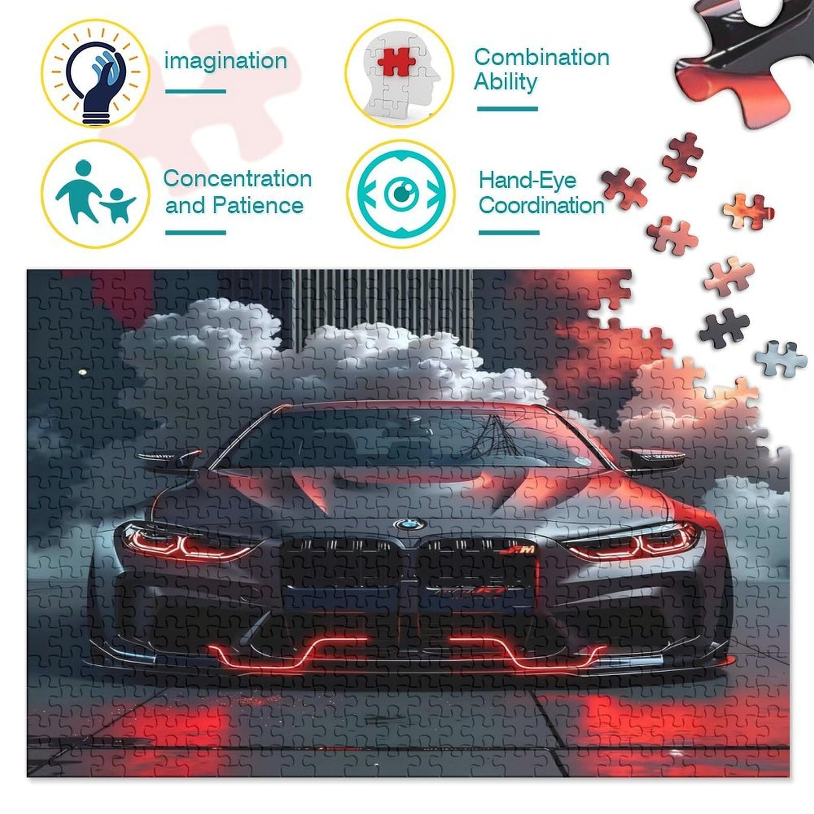 Пазл Красный спортивный автомобиль 1000 деталей 70 x 50 см красный, фото №3