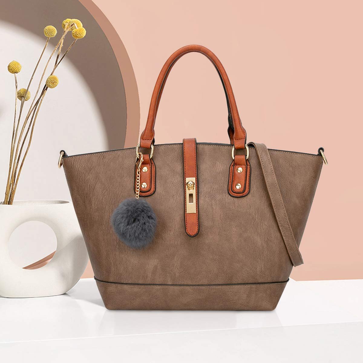 Сумка NICOLE & DORIS Ретро, тоут, велика, з PU шкіри, кольору хакі, фото №3