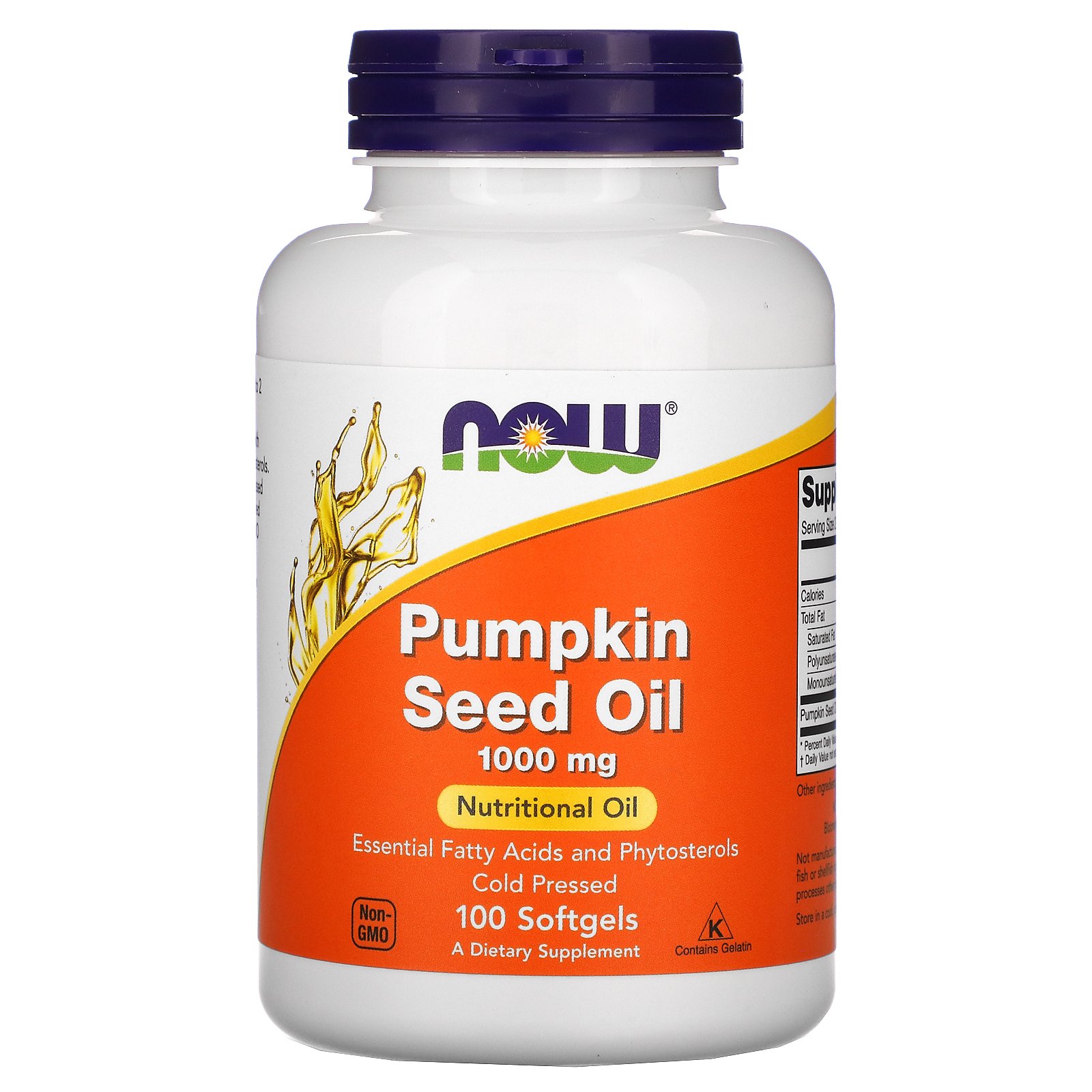Комплекс для здоровья предстательной железы NOW Foods Pumpkin seed oil 1000 mg 100 Softgels, фото №1
