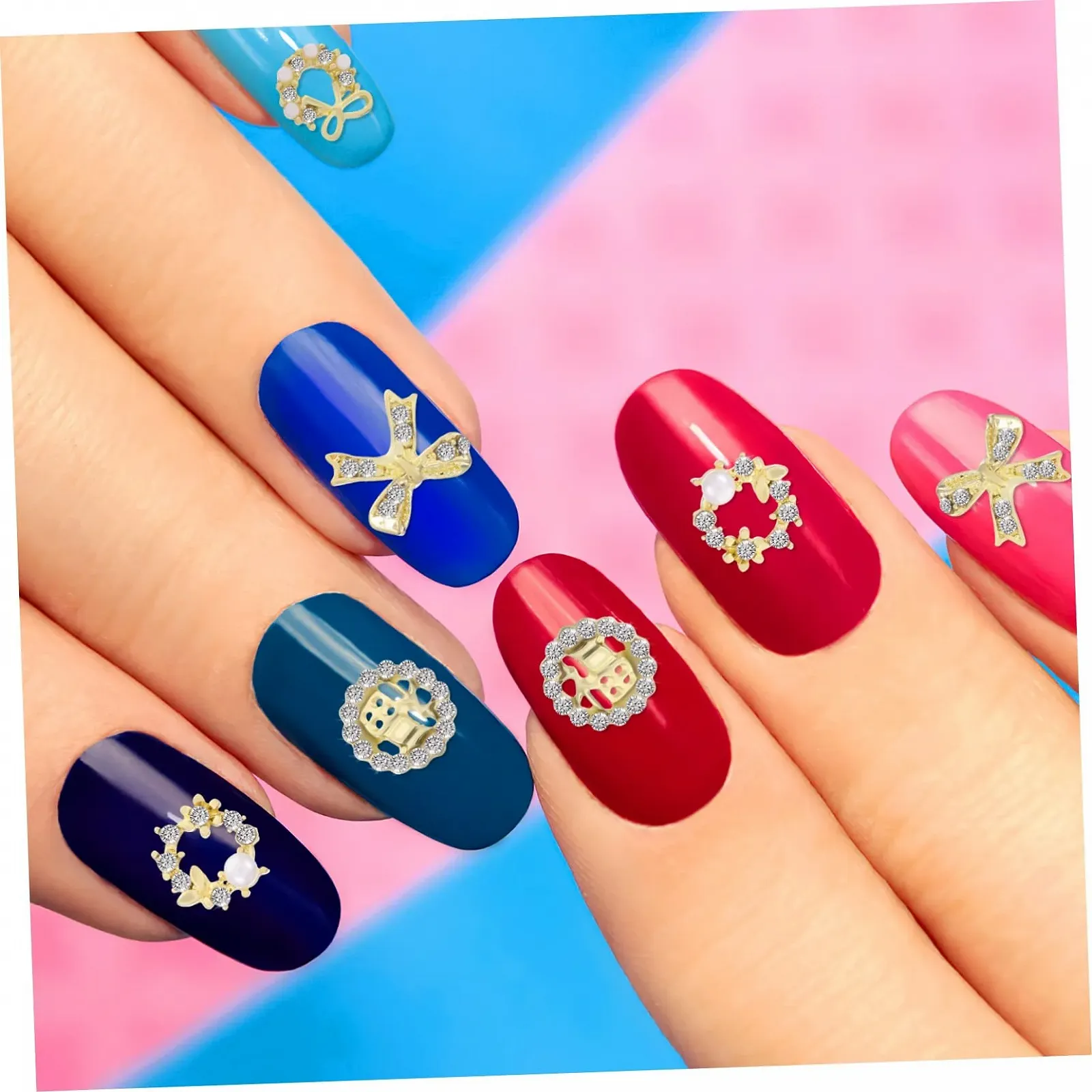 Металлические украшения для ногтей FRCOLOR Набор 4 шт. Универсальные стили Плоская задняя часть Аксессуары для маникюра 120 шт., фото №9