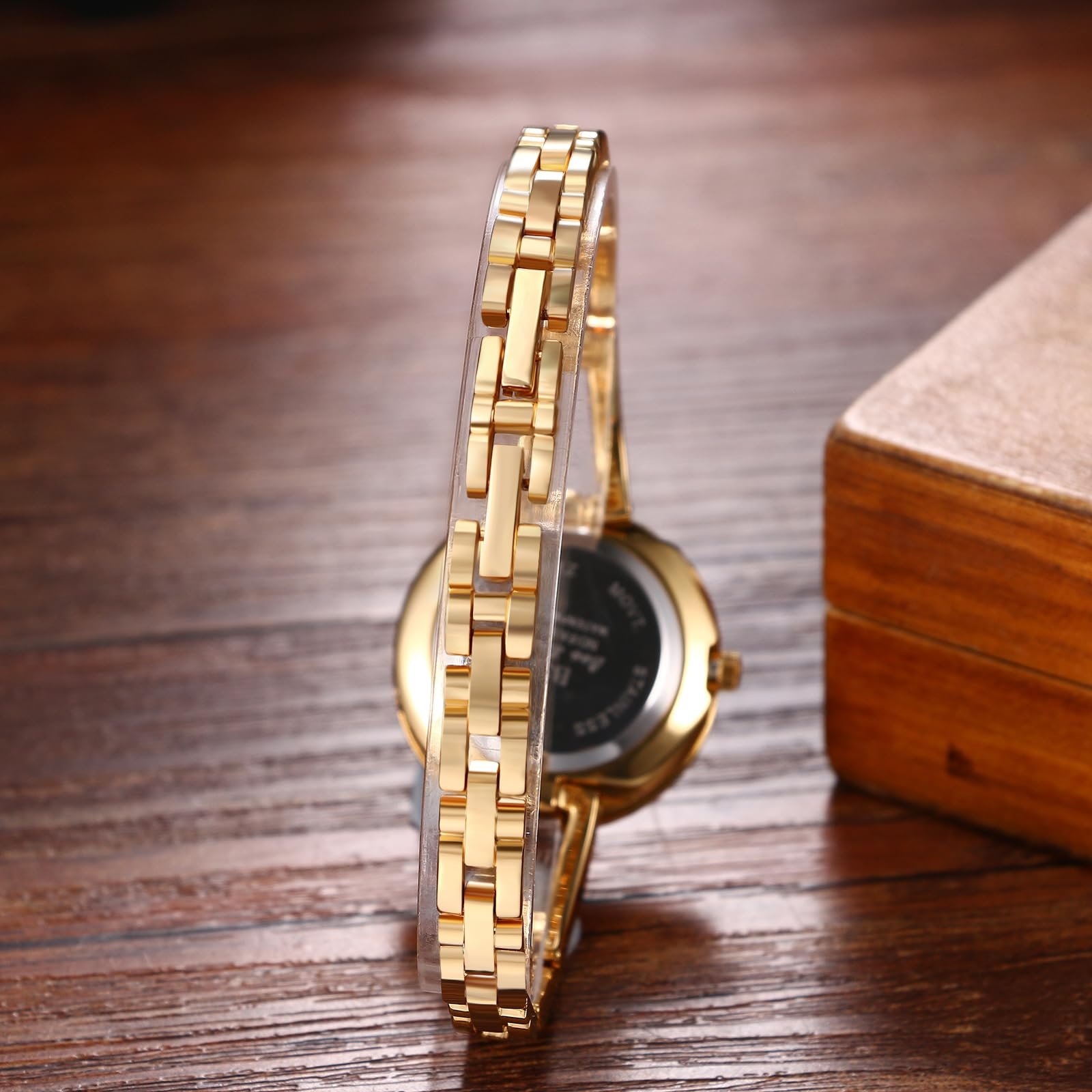 Клип-часы JewelryWe Женские часы Кварцевые Аналоговые Часы Цветок Блестки Водонепроницаемые 30 м Браслет из нержавеющей стали Тонкий Маленький Бриллиант со стразами Циферблат ракушки, фото №9