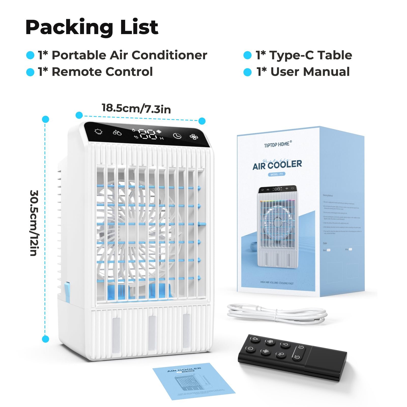 Портативний кондиціонер 4-в-1 1000 ml 4 швидкості Таймер Підсвічування, фото №8