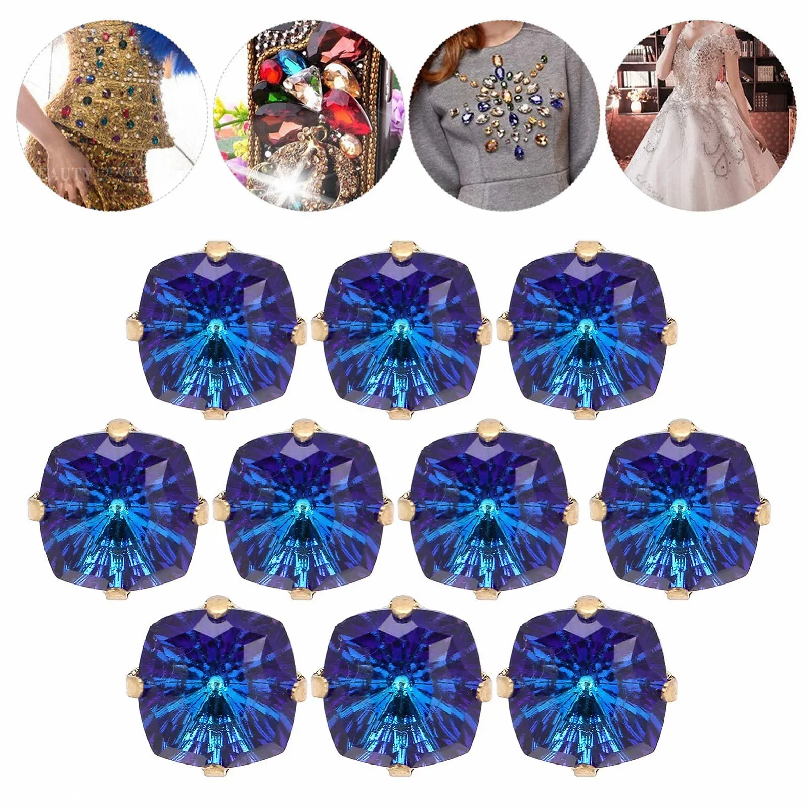 Діамант Скляний Emoshayoga Пришивний З кігтем K9 10 мм Блакитне Світло (10 шт), фото №5