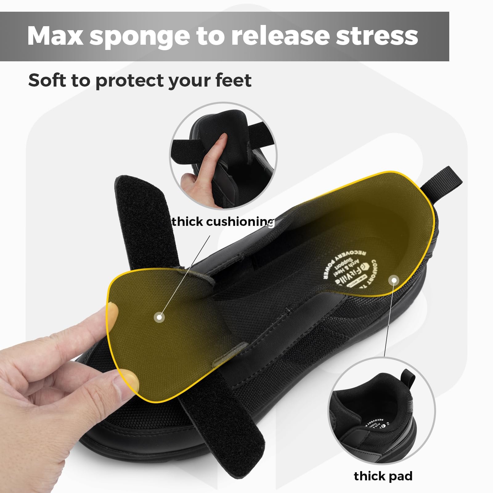 Кросівки FitVille для діабетиків, дуже широкі, із застібкою-липучкою, фото №6