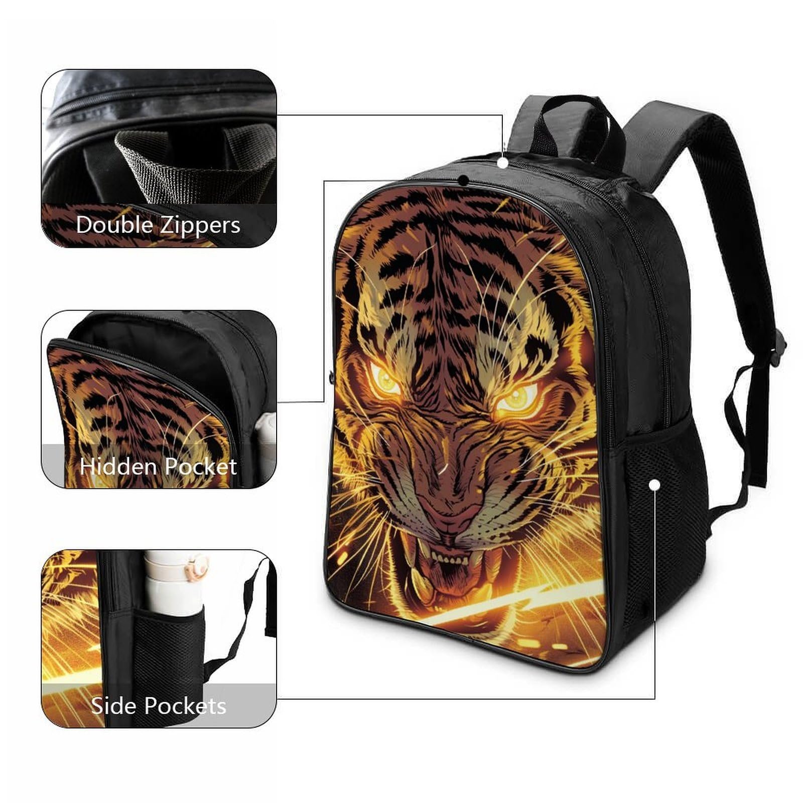 Рюкзак Tiger 3D DPEOANEBN для дітей, великий, 40x28x16 см, фото №3