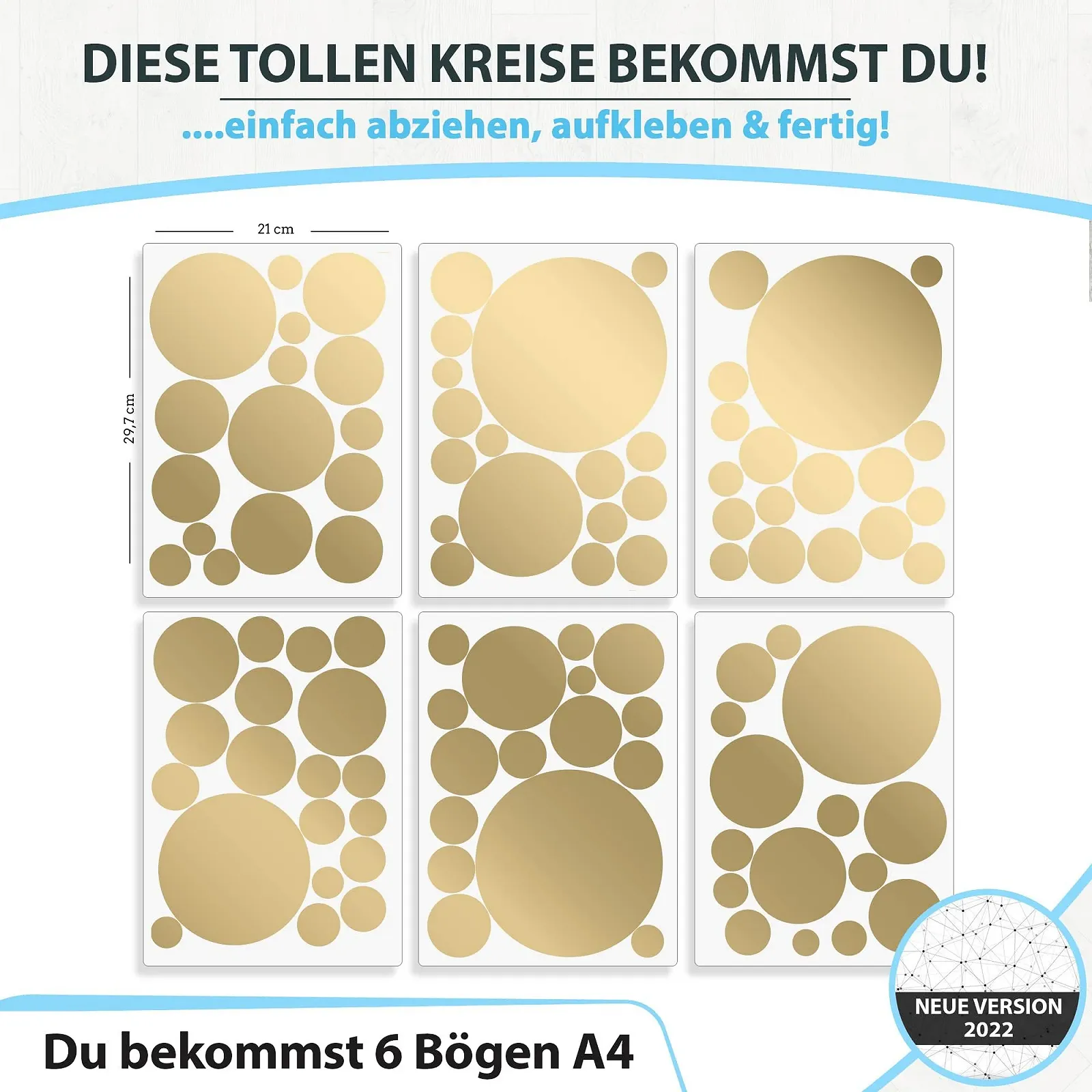 Наклейки на стену ELES VIDA Dots 100 шт. Золотистые круги для детской комнаты, фото №3