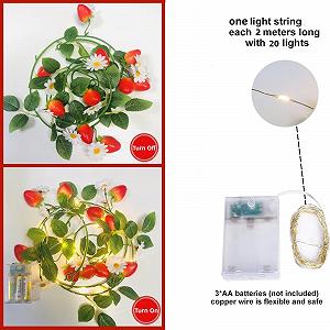 Гирлянда Riaxuebiy Сказочные огни Клубника искусственная 2 метра, 20 LED synthetic.ua - Фото 1