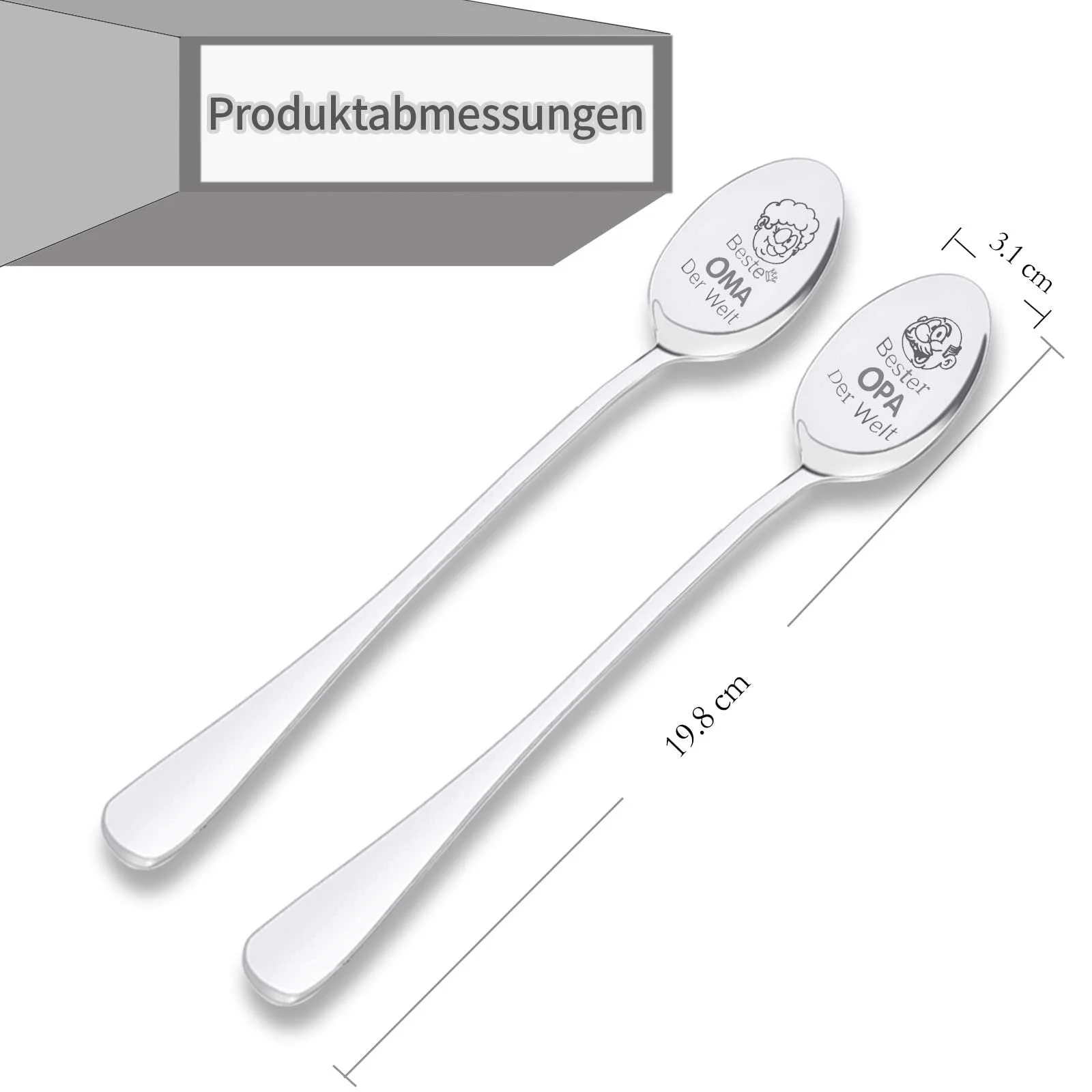 Ложка Keismodye Beste Opa Oma Der Welt, нержавіюча сталь Набір з 2 штук, фото №6 Ложка Keismodye Beste Opa Oma Der Welt, нержавіюча сталь Набір з 2 штук, фото №6