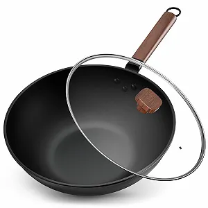 Сковорідка-Wok Jobin 33 см / 5.6 л з кришкою, вуглецева сталь, для азіатських страв, для 4-6 осіб - Фото 1