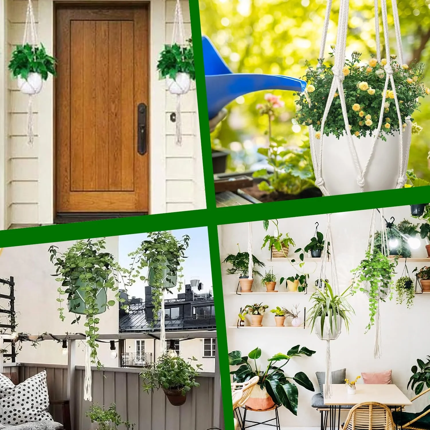 Подвесная корзина макраме 80/90/100 см 6 шт. Белый, фото №7