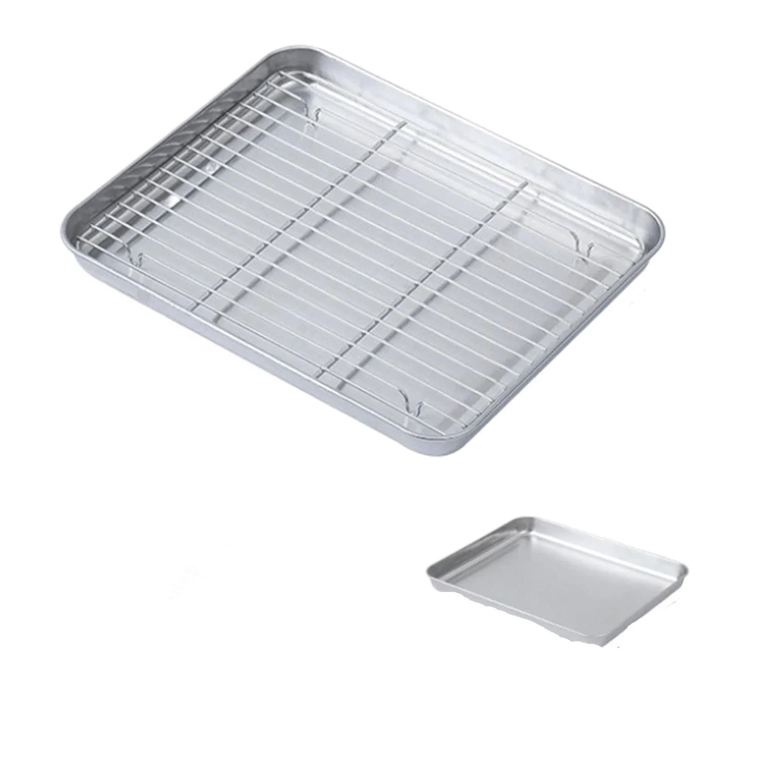 Форма для запікання з решіткою з нержавіючої сталі 22 x 17.5 x 2.5 см (S), фото №1 Форма для запікання з решіткою з нержавіючої сталі 22 x 17.5 x 2.5 см (S), фото №1