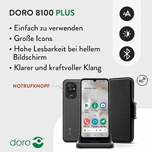 Смартфон Doro 8100 Plus 4G 6.1'' Triple camera Black synthetic.ua - Фото 1