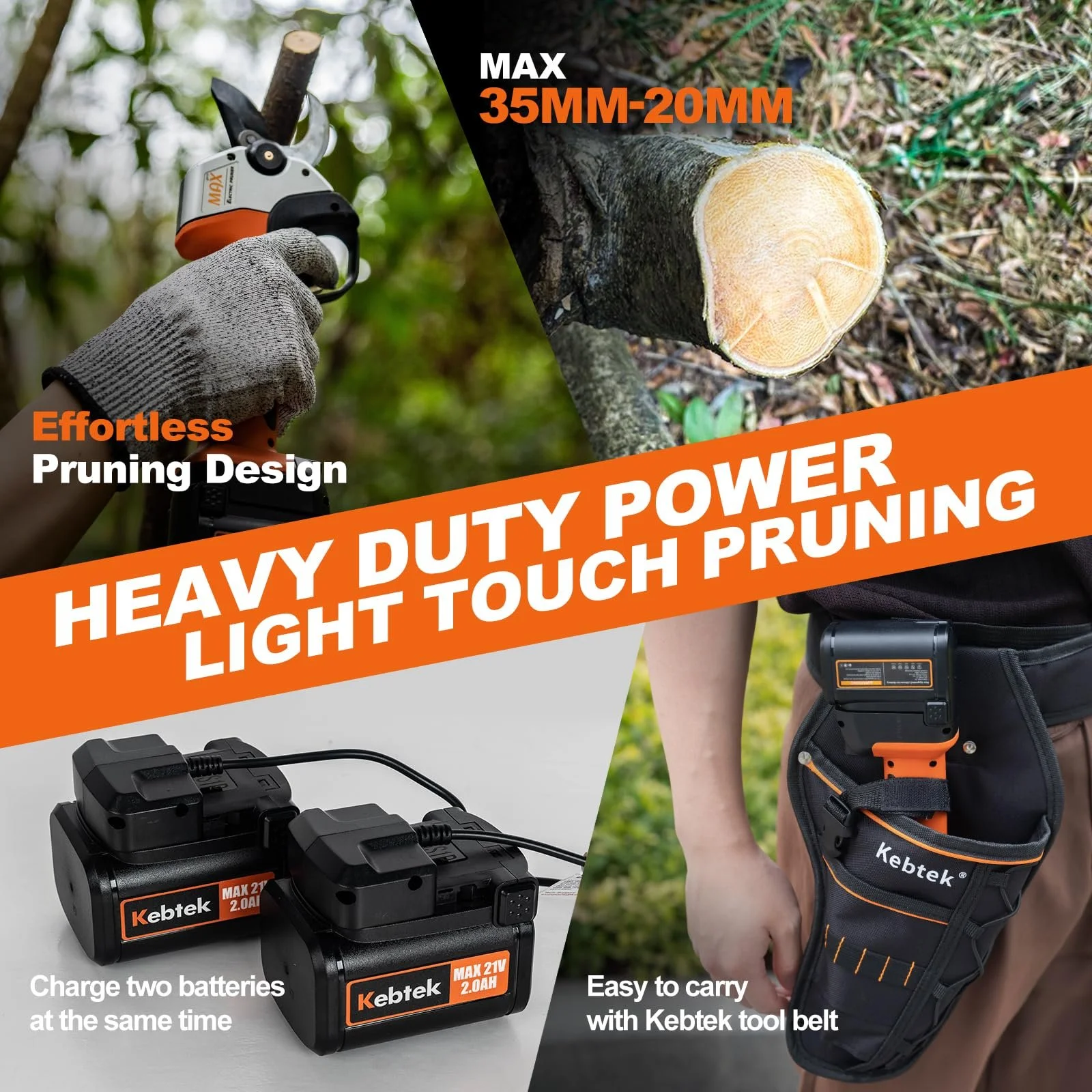 Секатори електричні Kebtek Professional 35 мм 18 V 2 Ah, фото №9