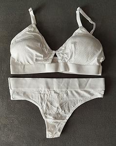 Хлопковый белый женский комплект рубчик - Фото 1