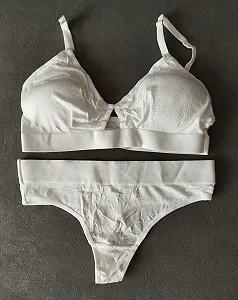 Купить Хлопковый белый женский комплект рубчик - Фото 1 Хлопковый белый женский комплект рубчик - Фото 1