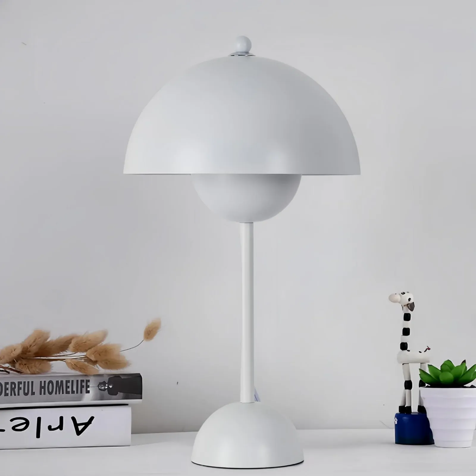 Настільна лампа Alpinaluz Біла Сталева Скандинавський ретро-дизайн Подвійний купол E27, фото №3