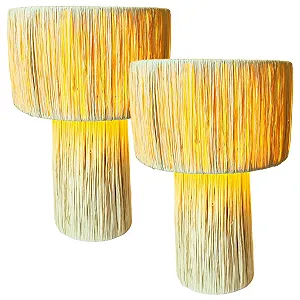 Настільна лампа Marrakech Morjana Boho рафія 42 см Набір з 2 шт. Бежевий E27 - Фото 1